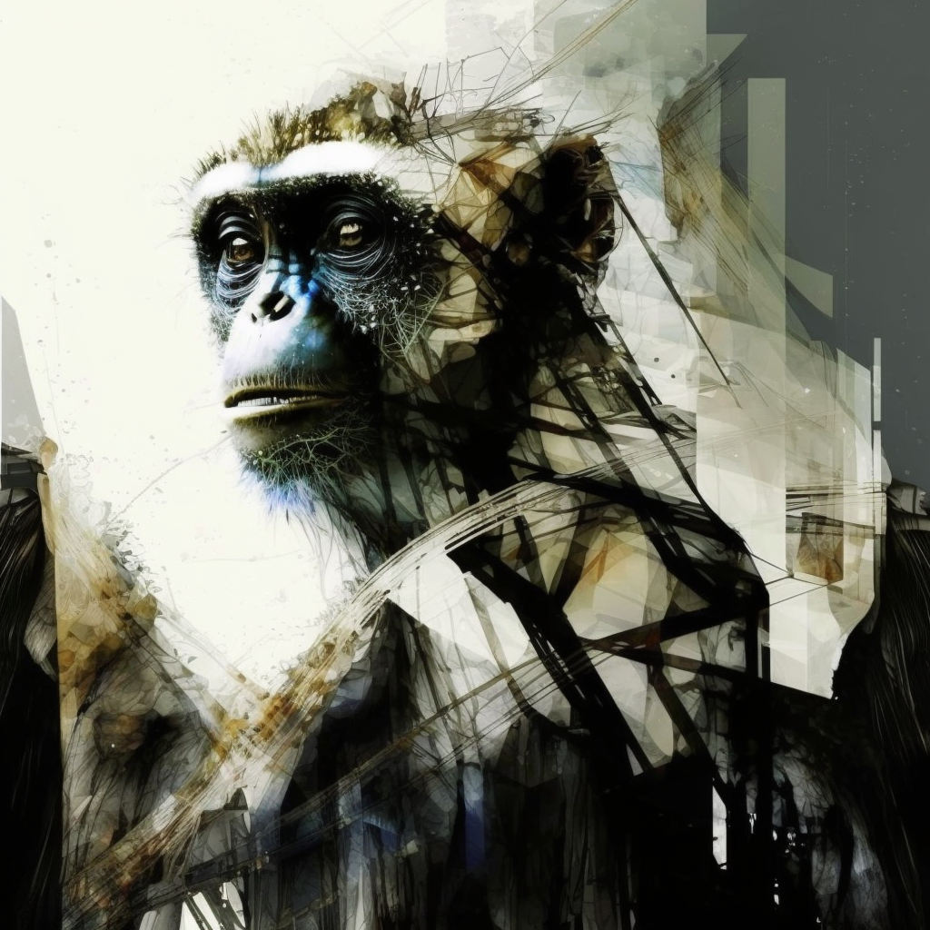 Futurism Gibbon in Yoji Shinkawa Style by Midjourney