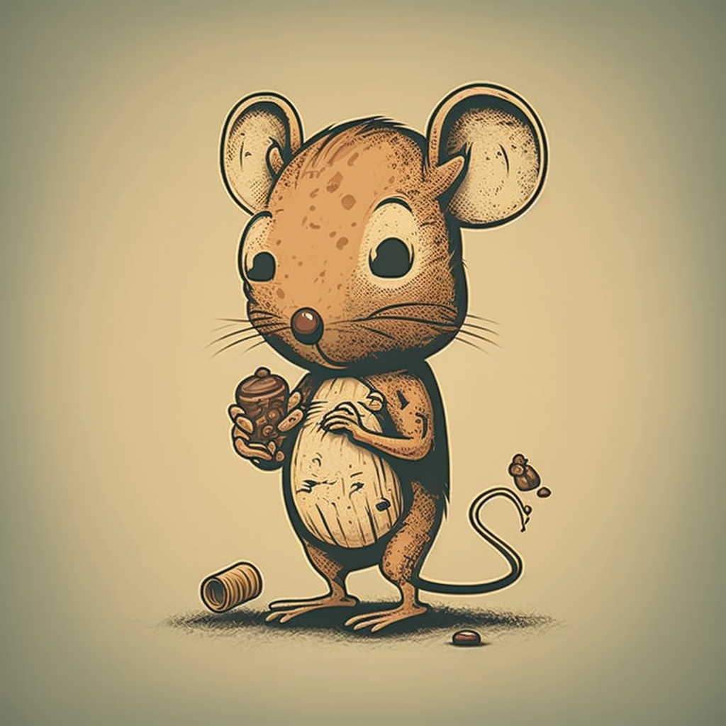 Mouse Holding Nut Illustration by Midjourney